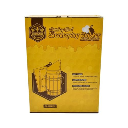 Good Land Bee Supply GLSMKR2 Beekeeping Beehive Smoker Stainless Steel w/Heat Shield & 3 Chinese Mugwort