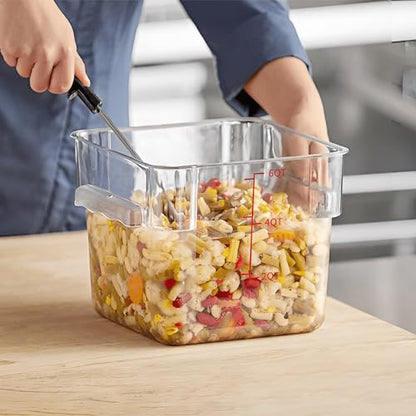 4 Pack 6QT Square Food Storage Containers with Lids | Clear NSF polycarbonate containers with scale, label and measuring cup, stackable for prep, storage, freezer. Dishwasher safe - color: 6Qt