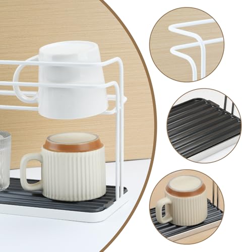 Bottle Drying Rack, Cup Drying Rack,Tumbler Drying Rack with Drain Tray (White) - color: White