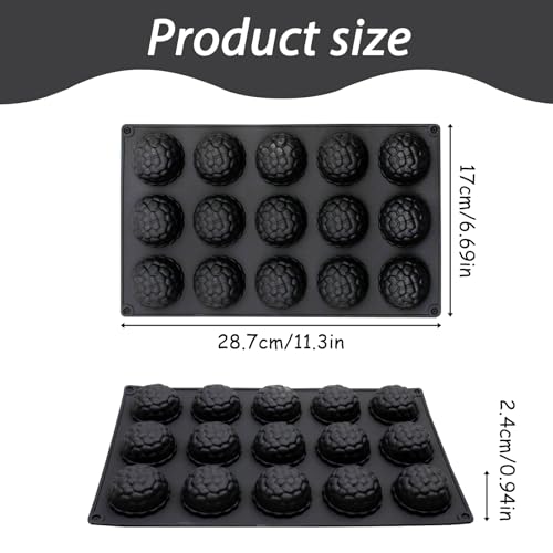 15-Cavity Silicone Baking Mold, Black, Raspberry Shape, Non-Stick, 11.3 x 6.69 in, for Chocolates, Desserts and Tea Time Treats - color: Black-QY363