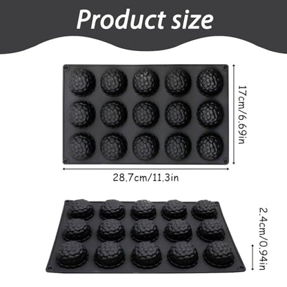 15-Cavity Silicone Baking Mold, Black, Raspberry Shape, Non-Stick, 11.3 x 6.69 in, for Chocolates, Desserts and Tea Time Treats - color: Black-QY363