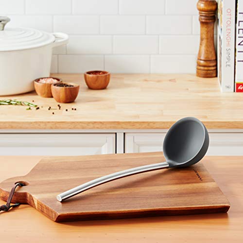 Tovolo Silicone Ladle With Stainless Steel Handle Deep Soup Ladle for Cooking Canning Serving Soup Punch Stew Sauce, Large Kitchen Utensil Spoon Dishwasher Safe BPA Free Silicone Charcoal Gray - color: Charcoal