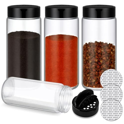3 Pack 16 oz Glass Spice Jars with Shaker Tops Lids Large Spice Bottle with Lids for Kitchen, Herbs, Sugar, Pantry Herb Salt Pepper Storage (Round)