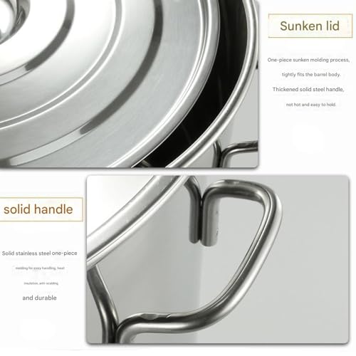 Stainless Steel Stock Pot with Spigot - Food Grade 304 Brewing Kettle with Lid and Soft-Touch Handles for Home and Outdoor Cooking, Perfect for Soups and Home Brewing - color: 9.8*9.8*9.8in(10l)