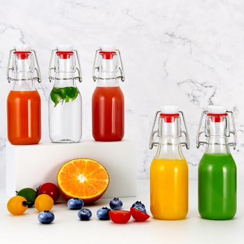 YEBODA 6 Pack 4oz Swing Top Glass Bottles,Small Flip Top Glass bottles with airtight Caps for Home Brewing,Kombucha,2nd Fermentation,Kefir,Beverages,Soda,Oils,Vinegar,Limoncello,Vanilla extract