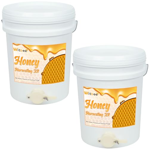 witbee 2 Pack 5 Gallon Honey Bucket with Leak-Proof Gate & Airtight Lid – Complete Beekeeping Starter Kit for Efficient Honey Harvesting, Extracting, and Bottling - size: 2 Pack