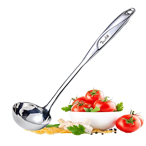 High Grade Soup Ladle, Cooking Ladle for Soup, Heat-proof Design of Hollow Handle, Gift for Family（4ouce/13.5 Inch) - size: A.SOUP LADLE