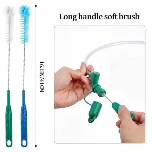 Patelai 8 in 1 Hydration Bladder Cleaning Kit Includes 3 Different Brushes and Drying Collapsible Bladder Frame, Water Reservoir Backpack Cleaning Kit - color: Blue and Green
