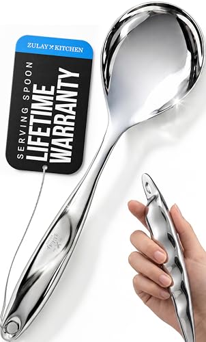 Zulay Kitchen Stainless Steel Serving Spoon - 11.5” Large Cooking & Serving Spoon with Ergonomic Handle - Durable, Rust-Resistant & Dishwasher Safe Kitchen Utensil for Cooking and Buffets - size: Cooking Spoon