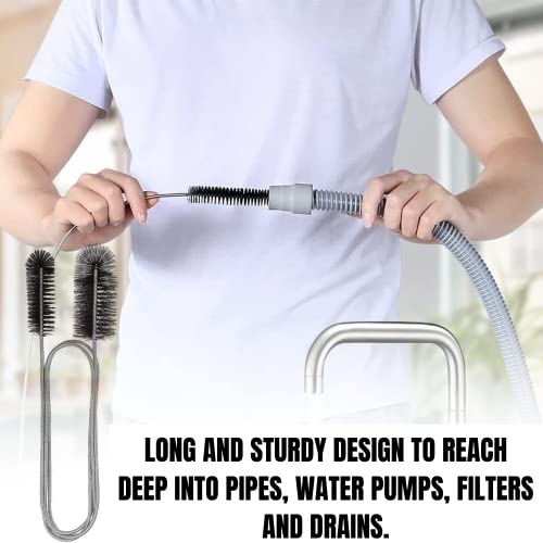 72" Drain Cleaner Tool - Flexible Wire Pipe Mechanical Black | Heavy duty cleaning brush for bathroom sink, bathtub, shower, kitchen sink drains, bottles, elastic hose pipe cleaner - color: Black