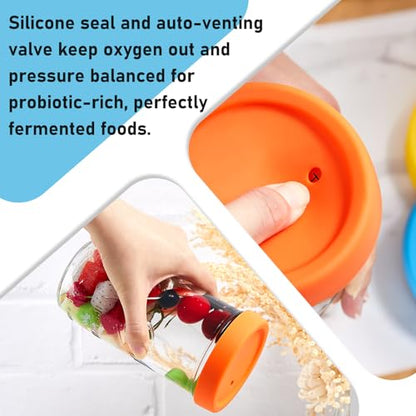 Teenyyou 6 Pcs Silicone Fermenting Lids for Wide Mouth Mason Jar, Airlock Waterless Fermenter Caps, 86 mm Silicone Cover with Vent for Kimchi, Fermented Probiotic Food, Jars Not Included(Classic) - color: Classic