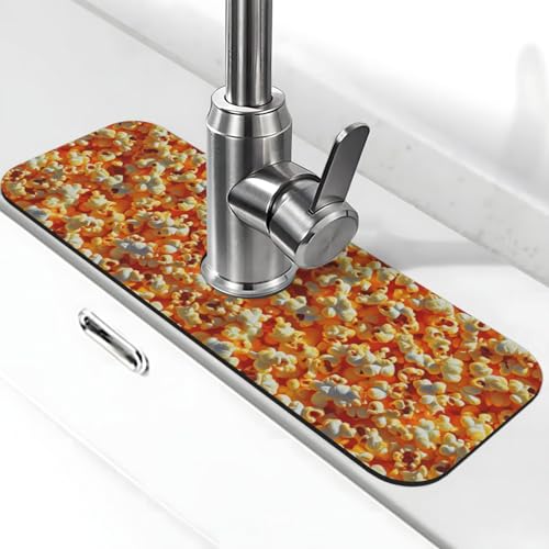 Popcorn Faucet Mat For Kitchen Sink, Absorbent Countertop Protector, Quick Dry Sink Splash Guard Pad, Waterproof Draining Mat 15" X 5.5" - color: Style 10