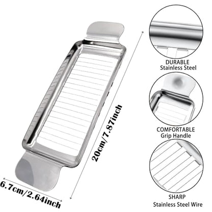 NOVANO Stainless Steel Cheese & Butter Slicer | Multipurpose Food Slicer, Ergonomic Handle Design, Uniform Slicing, Portable Grip