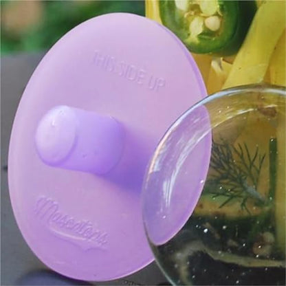 8pcs 86mm Silicone Waterless Airlock Fermentation Lid With Metal Ring For Wide Mouth Mason Jar For Sauerkraut Fermented Kitchen Tool(Blue) - color: Blue
