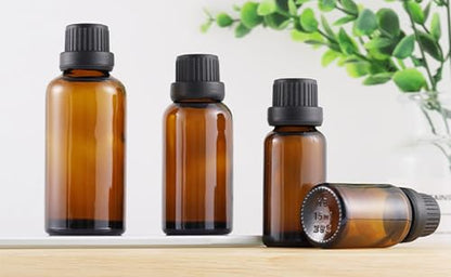 50Pack Set 20ML Amber Glass Bottle with Orifice Reducer and Cap Small Essential Oil Vials (20ML) - size: 20ML