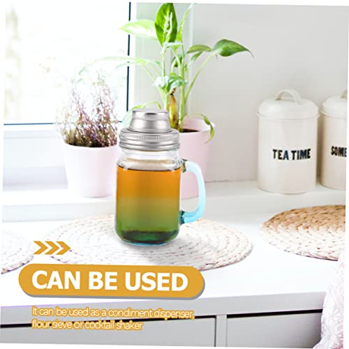 304 Stainless Steel Mason Jar Lid Wear-Resistant Cocktail Shaker Cover No-Leak Design for Home Use and Seasoning Storage Compact Jar Covers for Salt Pepper and Spices