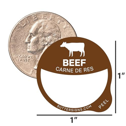 Beef Food Labels 1000 pcs | 1" Dot Blank Sticker Labels to Write On for Party Buffet, Delis, Sandwich Shops, Food Containers - size: 1" (Write-On)