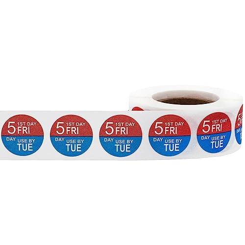 Dissolvable Friday Through Tuesday 5 Day Food Rotation Labels Use By 3/4 Inch 500 Adhesive Stickers - color: Friday