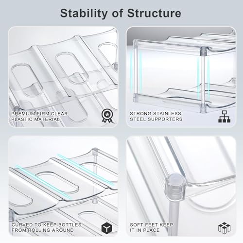Design for Stanley 40 OZ & Large Bottles & Tumblers with Handle, Acrylic Water Bottle Organizer - Stackable Clear Wine Rack, Cup Holder for Home Kitchen Pantry Shelf Countertop Cabinet, 4 Tier Hold 12 - size: 4 Tier for 12