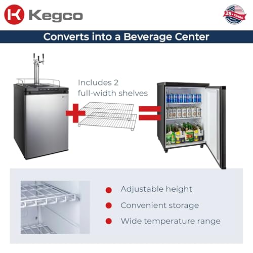 Kegco HBK309S-3 Full-Size Digital Homebrew Kegerator Triple Faucet Ball Lock Keg Dispenser Stainless, Stainless Steel - color: Stainless Steel, size: 3 Tap