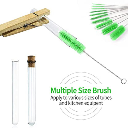 CiaraQ Bottle Cleaning Brushes, 8 Inch Nylon Tube Brush Set | Green Cleaner for Narrow Neck Bottles Cups with Hook, Set of 10pcs. - color: Green, size: 8.0 Inch (10pcs)