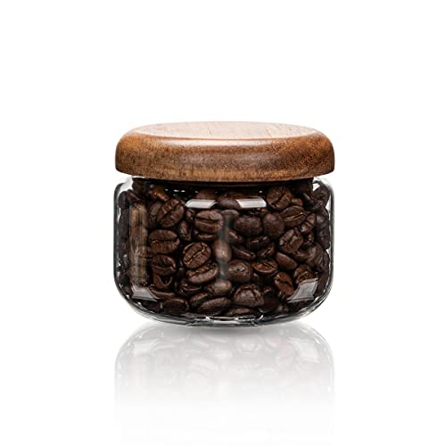 Glass Food Storage Containers With Wooden Lids - Small Coffee Jars - Pantry Organization For Overnight Oats, Cereal, Rice, Candy (10oz(300ml))