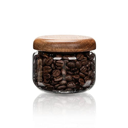 Glass Food Storage Containers With Wooden Lids - Small Coffee Jars - Pantry Organization For Overnight Oats, Cereal, Rice, Candy (10oz(300ml))
