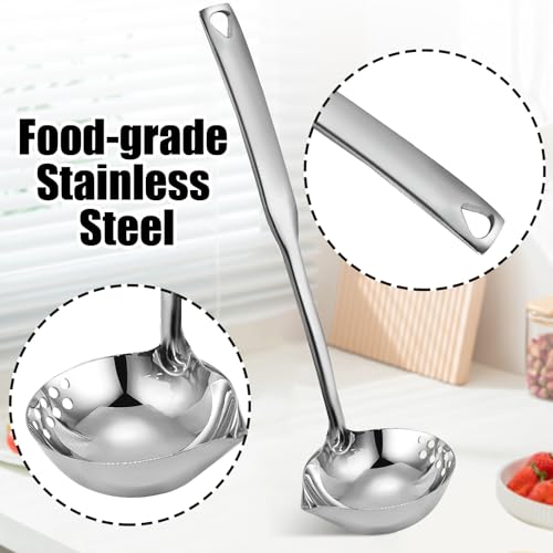 1Pcs 11.8 Inch Stainless Steel Soup Ladle, Stainless Steel Heavy Ladle with Pour Spout for Cooking/Serving Canning(Style-1) - size: Style-1