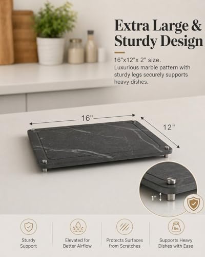 Large Stone Drying Mat for Kitchen Counter - 16”*12” Marble Veining Quick Drying Fast Absorbent Drying Mat, Natural Diatomaceous Earth Dish Drying Mat - size: 16" x 12"