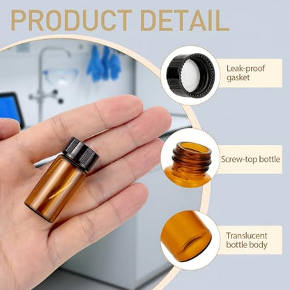 10 pcs 5ml Brown Glass Small Bottles, Screw Cap Lab Vials, Liquid Sample Collection Containers for Lab and Travel - style: 5ML 10- Pack