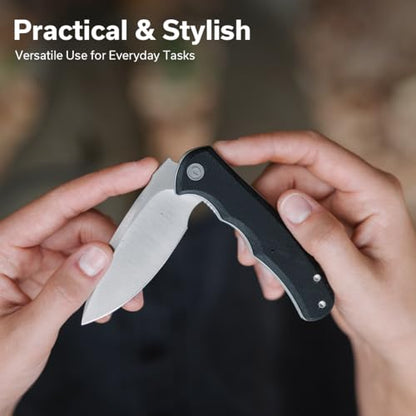 CIVIVI Mini Praxis Folding Pocket Knife, 2.98" D2 Steel Blade G10 Handle Small EDC Knife with Pocket Clip for Men Women, Sharp Camping Survival Hiking Knives C18026C-2 - color: Black