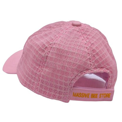 Three Layer Ventilated Beekeeping Veil in Round (3-Layer Hat, Pink P-Cap) - color: Pink P-CAP