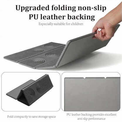 Stone Drying Mat for Kitchen Counter,Foldable(Gray (4-fold), 24" × 16") | Large Quick-Dry Diatomaceous Earth Dish Drying Mat with PU Non-Slip Base,for Bottles Cups Dishes - color: Gray (4-fold)