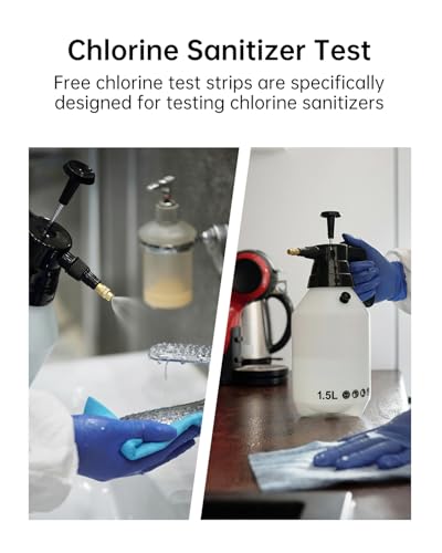 0-500 ppm Chlorine Test Strips for Restaurant Sanitizer Test Kit, 100 Strips per Vial, Bleach Test Strips, Testing Kit for Food Service, Bars, Hotels, Kitchen Supplies, Food Trucks, Daycare, Factory