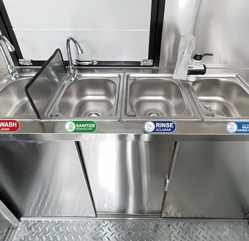 5PCS Wash Rinse Sanitize Sink Labels Stickers，Waterproof Employees Must Wash Hands Sign，Restaurant Supplies for Business,Wash Station, Kitchens, Restaurant, Food Trucks,Dish Washing (6.3"×2.3") - color: wash rinse sanitize sink191