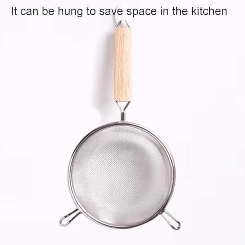Strainer with Single Fine Mesh, 8-Inch Diameter, Large, Stainless Steel, Tan,Silver - size: XL Double-handled