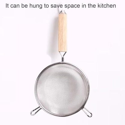 Strainer with Single Fine Mesh, 8-Inch Diameter, Large, Stainless Steel, Tan,Silver - size: XL Double-handled