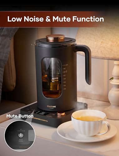 Electric Tea Kettle, INTASTING Glass Electric Kettle with tea Infuser and Precise knob temperature control, 1200W Fast Heating, BPA-Free, Easy to Clean, 1 Liter (Dark Gray) - color: Dark Gray