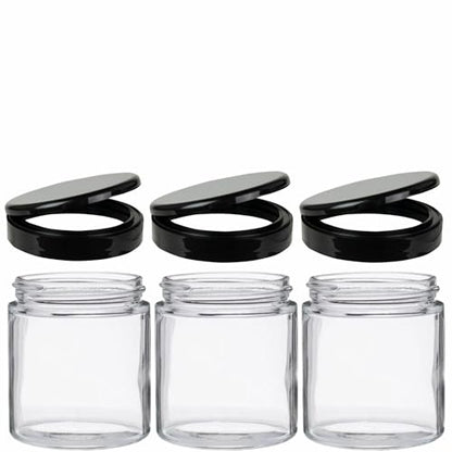 Jarming Collections Mason Jars - 16 oz Glass Extra Wide Mouth Pint Storage Jars with Black Flip Lids - Made in USA - color: 3 Black Flip Plastic Lids-16 OZ
