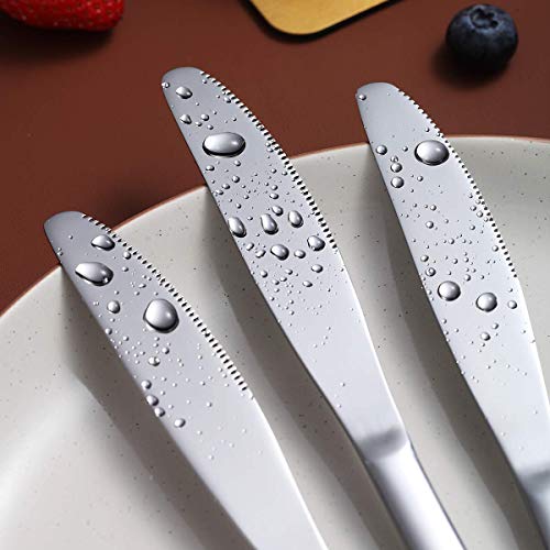 Berglander Dinner Knives Set Of 6, Stainless Steel Shiny Mirror Dinner Knife, Butter Knife Spreader Table Knives Sturdy And Dishwasher Safe - color: A. 6 pieces