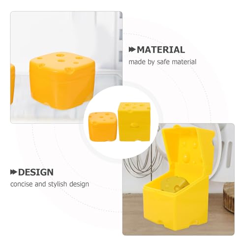 KALLORY 2pcs Airtight Abs Cheese Storage Boxes with Flip Lids Refrigerator Cheese Saver Containers for Sliced and Snacks Kitchen Fresh-keeping Food Storage