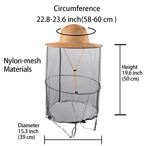 2 In 1 Beekeeping Beekeeper Protection Gloves and Bee Veil Hat Mosquito Mesh Cap for Men Women - color: Khaki Hat + XL Gloves