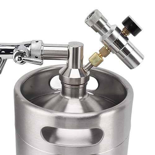 Beer Growler Tap System, Mini Beer Keg Growler 5L Stainless Steel Portable Pressurized Home Dispenser System with 60PSI Pressure Regulator for Homebrew Craft and Draft Beer