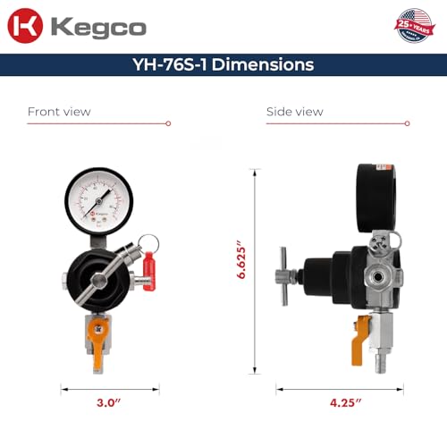 Kegco Secondary Regulator, Single Gauge, Black