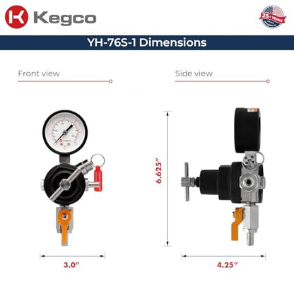 Kegco Secondary Regulator, Single Gauge, Black