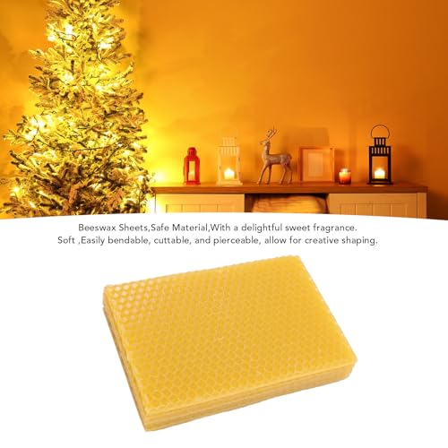 Dioche Beeswax Sheets Foundation Candle Making DIY Soft Cuttable Bendable Natural Beeswax Material for Candle Crafting Beekeeping 20Pcs