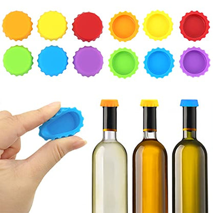 18 Silicone Reusable Caps for Home Brew & Soft Drink Bottles, Soda & Wine, Multi-color