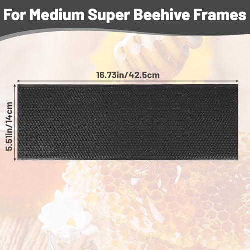 Bee Foundation Sheets for Bee Frames Beehive Beeswax Coated Foundation Sheets Beehive Foundation Sheets Medium Bee Hive Frame Foundation Sheets Waxed Foundation for Beehive Medium Frames 10 Pcs - size: Medium