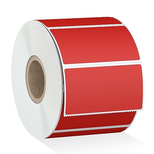 Misofuki 2.25x1.25 1000 Rectangular Red Direct Thermal Labels Roll Compatible with Zebra, Rollo, MUNBYN, Self-Adhesive Direct Thermal Labels - color: R-1-rd