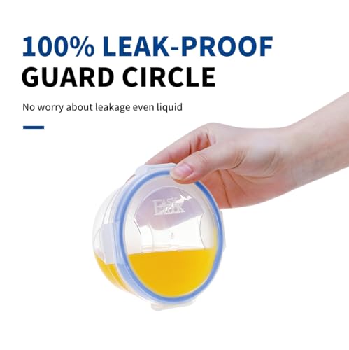 KIGI Round Food Storage Containers with Airtight Lids, Leak Proof Plastic Bowls for Lunch, Meal Prep, Fruit and Salad, 4-Sided Locking Lid, BPA-Free, 6 Piece Set, 1.25 Cup / 2.5 Cup / 4.3 Cup - size: Rounds (6-Piece)